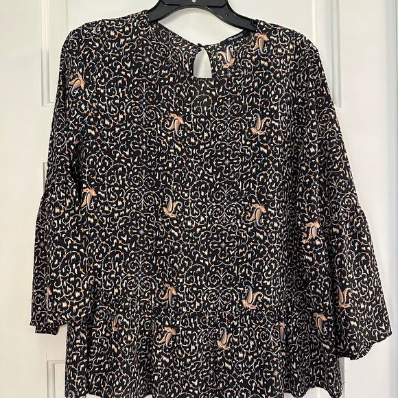 Madewell Silk Fiesta Paisley Bell-Sleeve Blouse Womens Sz M - Picture 3 of 6